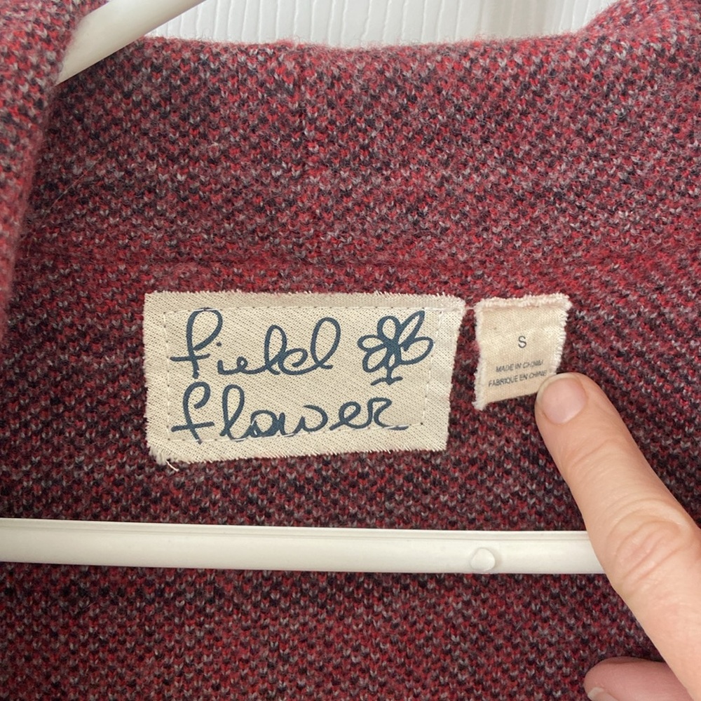 Field and Flower red black sweater coat from Anthropologie - Picture 5 of 5